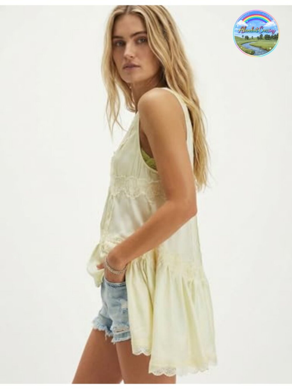 Silky Lace Mini Slip Dress V-Neck Ruffle Hem Y2K Swing Babydoll Sleeveless